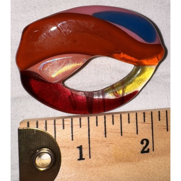 vintage Handmade art studio Glass Brooch With Abstract Design - Picture 4 of 5
